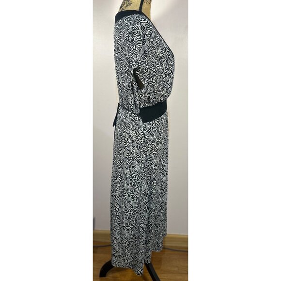 Y2K Babydoll Dress Sz 14 Black and White Midi Length Tie Back - Picture 5 of 8